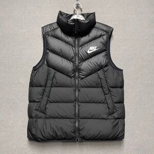 Nike Puffer Vest Mens Large Black Duck Down Fill WINDRUNNER Quilted Body Warmer